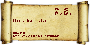 Hirs Bertalan névjegykártya